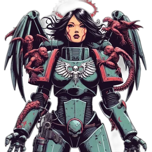 robot, comic book art, concept art, fantasy art, pixel art, red, dark, fierce transparent PNG cut-out