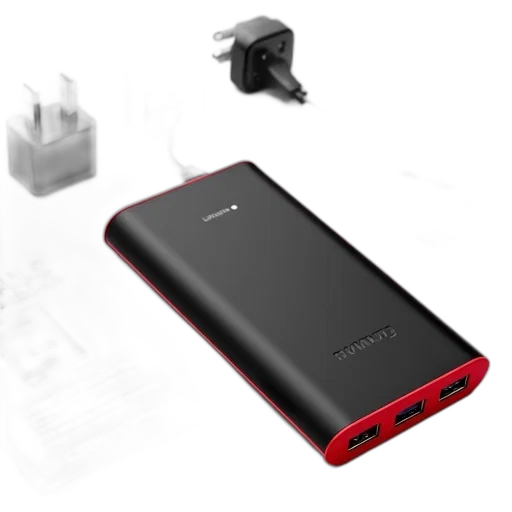 black, portable, power, bank, red, trim, displayed, usb transparent PNG cut-out