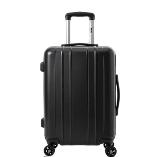 black, textured, hard-shell, suitcase, silver, handle, wheels, displayed transparent PNG cut-out