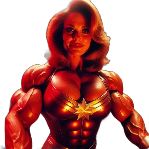comic book art, concept art, 3d render, photorealistic, woman, red, gold, superhero transparent PNG cut-out
