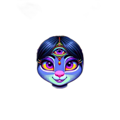 mask, jewelry, face, pixel art, concept art, 3d render, vaporwave, female transparent PNG cut-out