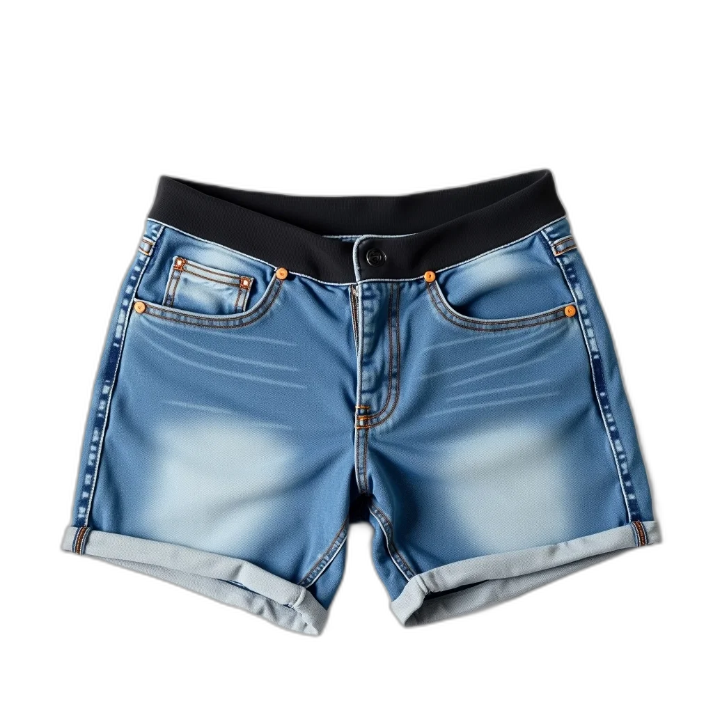 jacket, 3d render, photorealistic, blue, pair, denim, shorts, black transparent PNG cut-out