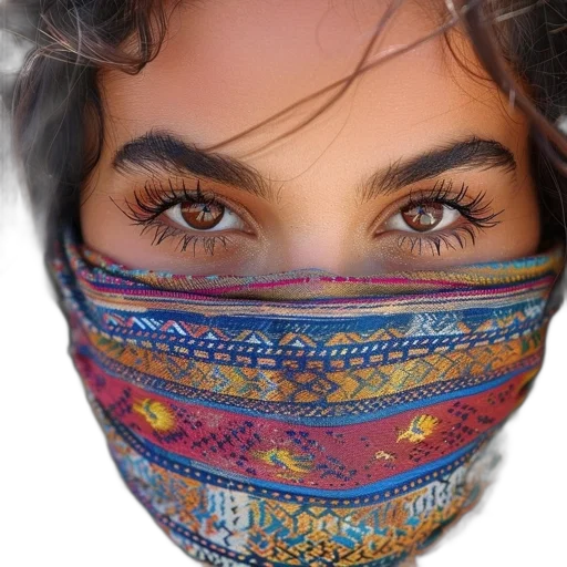 mask, face, jewelry, photorealistic, cyberpunk, oil painting, 3d render, woman transparent PNG cut-out