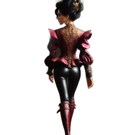 jacket, staff, dress, concept art, 3d render, fantasy art, comic book art, dark transparent PNG cut-out