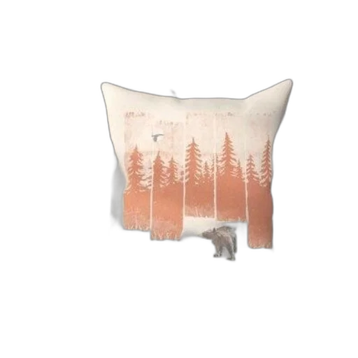 furniture, tree, forest, earth tones, cozy, throw, pillow, artistic transparent PNG cut-out