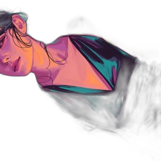 face, creature, watercolor, vaporwave, concept art, photorealistic, neon lights, underwater transparent PNG cut-out