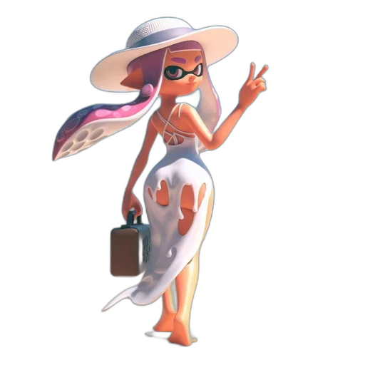 dress, hat, concept art, cartoon, pixel art, 3d render, pastel, monochrome transparent PNG cut-out