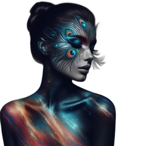mask, creature, face, robot, fantasy art, concept art, cyberpunk, watercolor transparent PNG cut-out