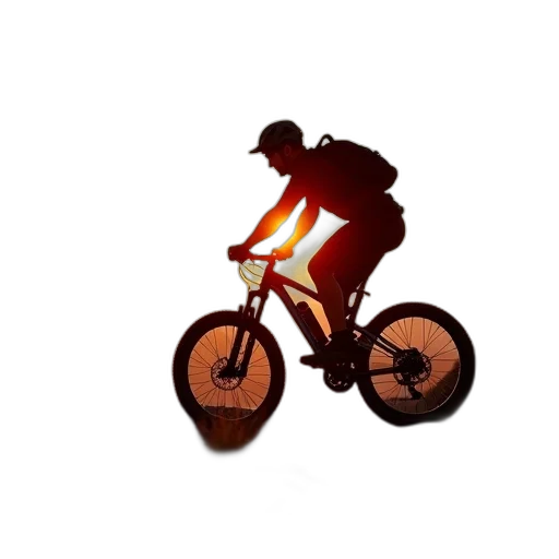 3d render, photorealistic, man, mountain, biking, rocks, sun, setting transparent PNG cut-out