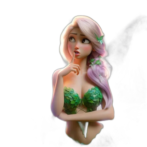 dress, crown, fantasy art, 3d render, concept art, photorealistic, forest, green transparent PNG cut-out
