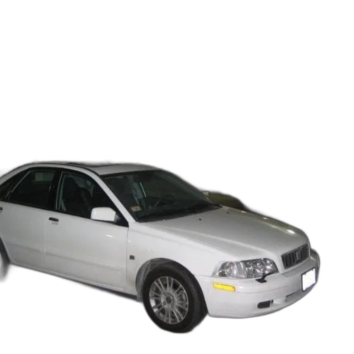 car, 3d render, photorealistic, white, sedan, parked, dimly, lit transparent PNG cut-out