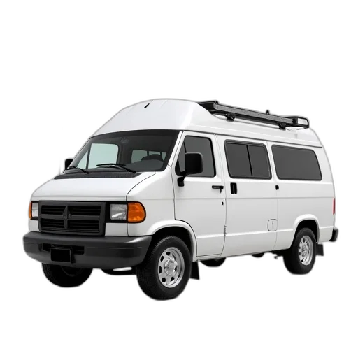 car, staff, 3d render, white, van, closed, rear, door transparent PNG cut-out