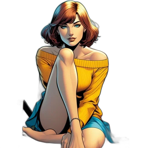dress, comic book art, concept art, cartoon, fantasy art, woman, red-brown, hair transparent PNG cut-out