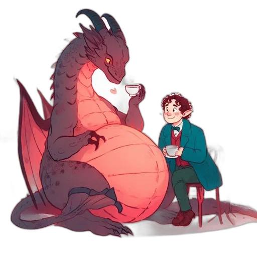 dragon, creature, concept art, fantasy art, pixel art, watercolor, fire, red transparent PNG cut-out