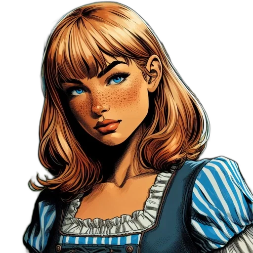 dress, face, comic book art, fantasy art, concept art, photorealistic, blue, illustration transparent PNG cut-out