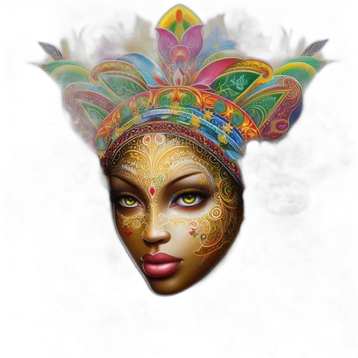 mask, crown, face, hat, fantasy art, watercolor, concept art, photorealistic transparent PNG cut-out
