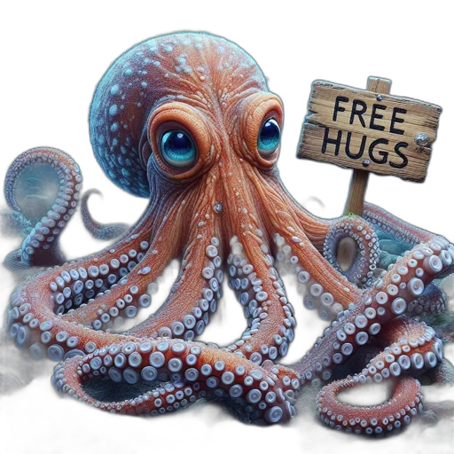 creature, 3d render, concept art, octopus, expressive, eyes, sign, free transparent PNG cut-out