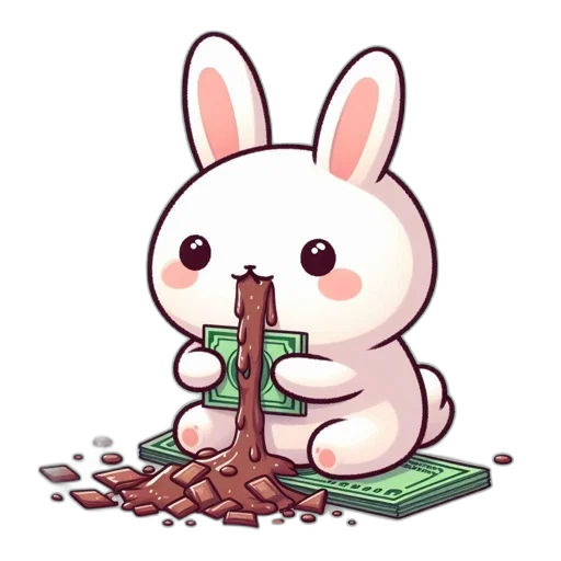food, pixel art, concept art, cartoon, cute, pink-eared, bunny, sits transparent PNG cut-out