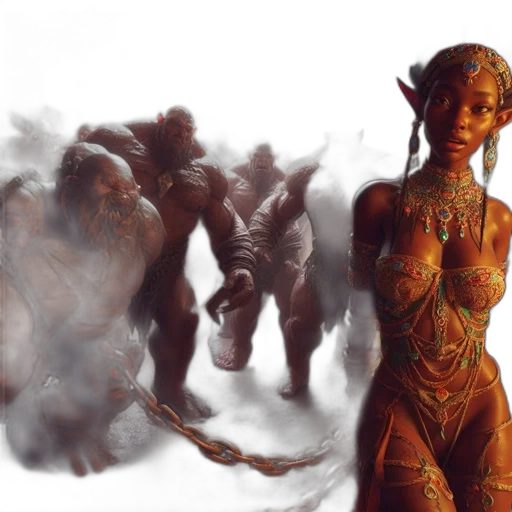 concept art, fantasy art, comic book art, photorealistic, fire, underwater, fog, earth tones transparent PNG cut-out