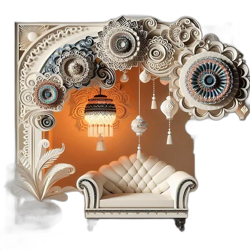 furniture, mask, jewelry, robot, 3d render, concept art, photorealistic, ornately transparent PNG cut-out