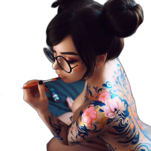 dress, face, flower, dragon, photorealistic, fantasy art, oil painting, watercolor transparent PNG cut-out