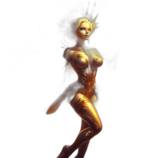 robot, dress, staff, sword, concept art, fantasy art, comic book art, 3d render transparent PNG cut-out
