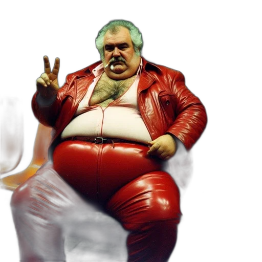 animal, concept art, photorealistic, older, man, bold, red, outfit transparent PNG cut-out