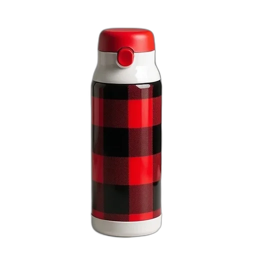 bottle, thermosflask, red, lid transparent PNG cut-out