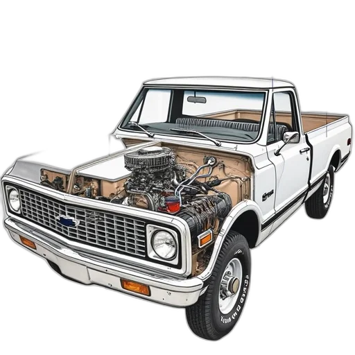 car, photorealistic, 1971, chevrolet transparent PNG cut-out