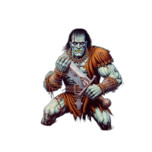 creature, fantasy art, concept art, comic book art, pixel art, menacing, green-skinned, sharp transparent PNG cut-out