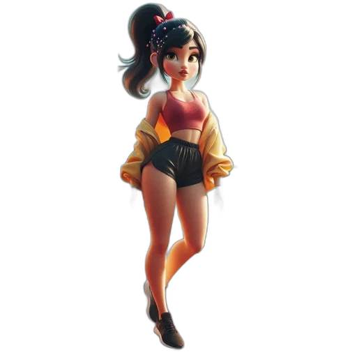 concept art, 3d render, fantasy art, pixel art, animated, female, character, stands transparent PNG cut-out