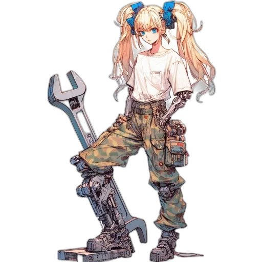 weapon, robot, staff, concept art, anime, cyberpunk, pixel art, blue transparent PNG cut-out