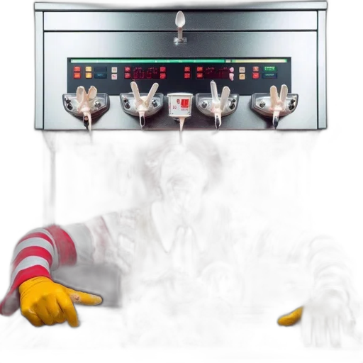 robot, staff, concept art, ronald, mcdonald, placed, inside, ice transparent PNG cut-out