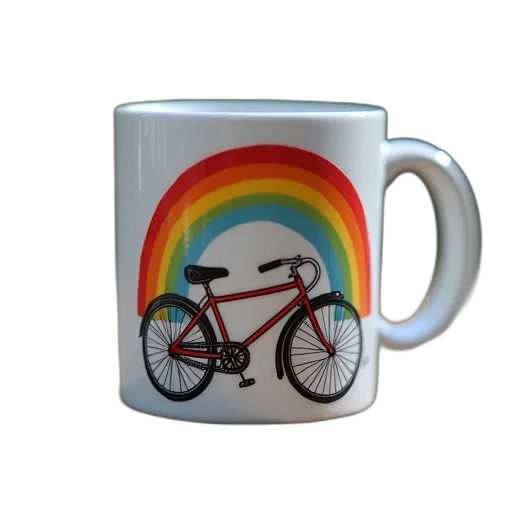 photorealistic, 3d render, name, mitchell, bike, rainbow, bikes, coffee transparent PNG cut-out