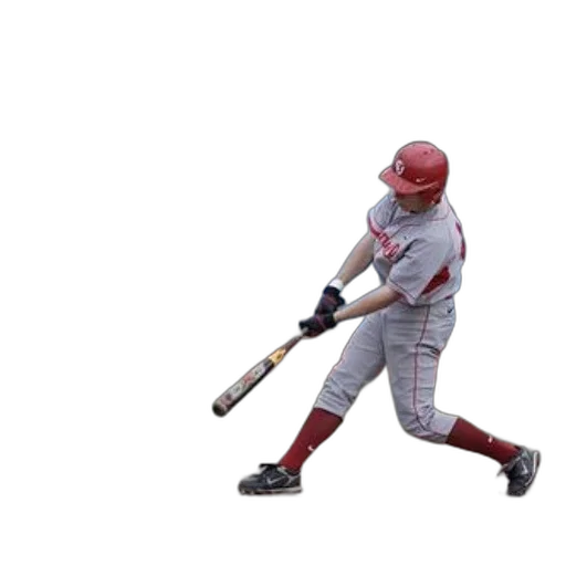 3d render, baseball, player, red, helmet, gray, uniform, swings transparent PNG cut-out
