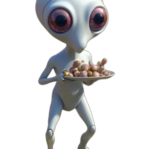 robot, food, creature, animal, 3d render, concept art, cartoon, photorealistic transparent PNG cut-out