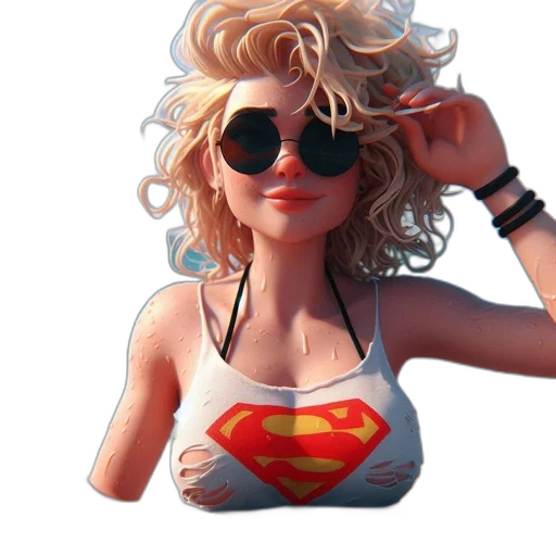 jewelry, comic book art, 3d render, concept art, cartoon, animated, female, character transparent PNG cut-out
