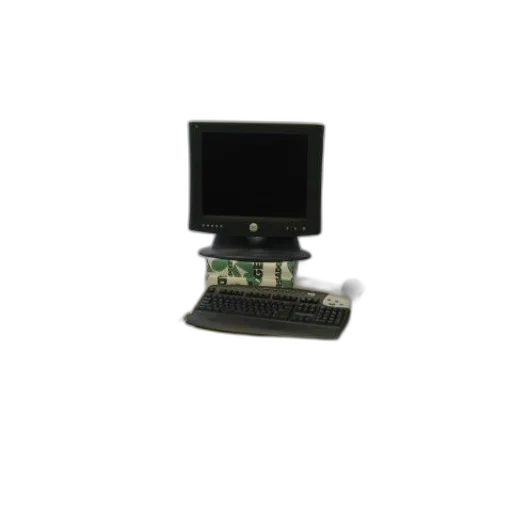 robot, crown, staff, jewelry, 3d render, cluttered, office, desk transparent PNG cut-out