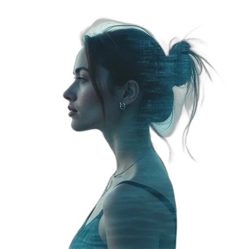 face, hair, dress, mask, concept art, photorealistic, fantasy art, cyberpunk transparent PNG cut-out