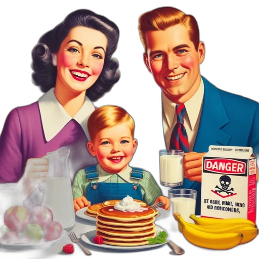 food, 1950s-style, family, enjoys, breakfast, various, items, including transparent PNG cut-out