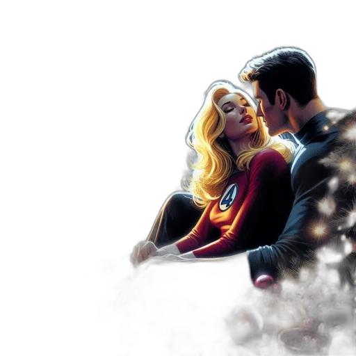 comic book art, concept art, watercolor, photorealistic, outer space, fire, fog, neon lights transparent PNG cut-out