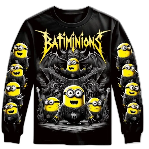 black, t-shirt, features, blend, minions, graphics, heavy, metal transparent PNG cut-out