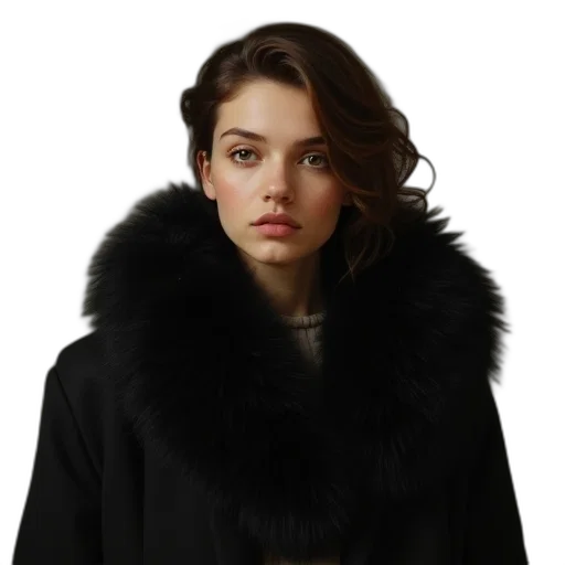 jacket, jewelry, hair, photorealistic transparent PNG cut-out