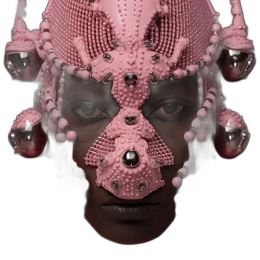 mask, face, jewelry, crown, 3d render, cyberpunk, concept art, subject transparent PNG cut-out