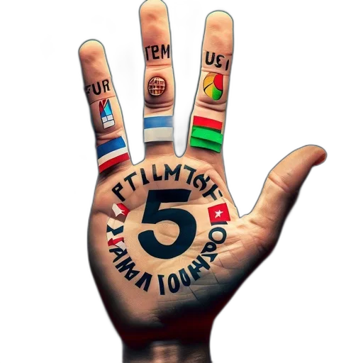3d render, artistic, rendition, hand, fingers, marked, diverse, symbols transparent PNG cut-out