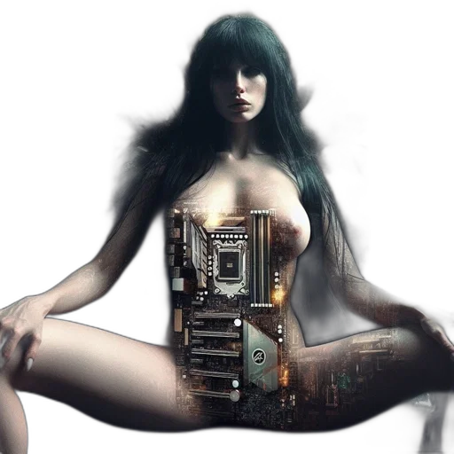 robot, dress, furniture, cyberpunk, fantasy art, concept art, 3d render, outer space transparent PNG cut-out