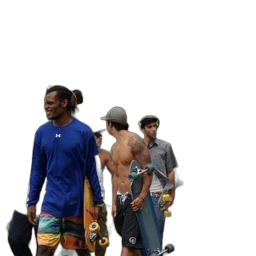 staff, photorealistic, 3d render, beach, city street, group, skateboarders, including transparent PNG cut-out