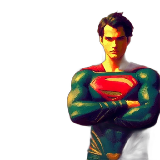 comic book art, concept art, 3d render, photorealistic, batman, superman, stand, side transparent PNG cut-out