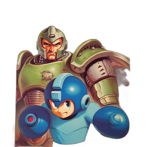 robot, weapon, concept art, 3d render, watercolor, comic book art, blue, vintage transparent PNG cut-out