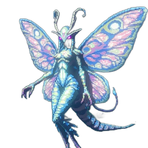 dragon, creature, animal, staff, concept art, fantasy art, pixel art, vaporwave transparent PNG cut-out